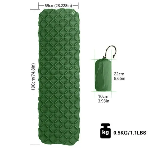 Ultralight Inflatable Camping Sleeping Pad - Insulated Backpacking and Hiking Mattress