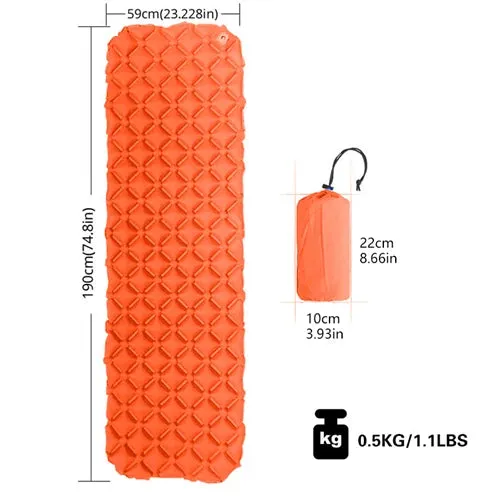 Ultralight Inflatable Camping Sleeping Pad - Insulated Backpacking and Hiking Mattress