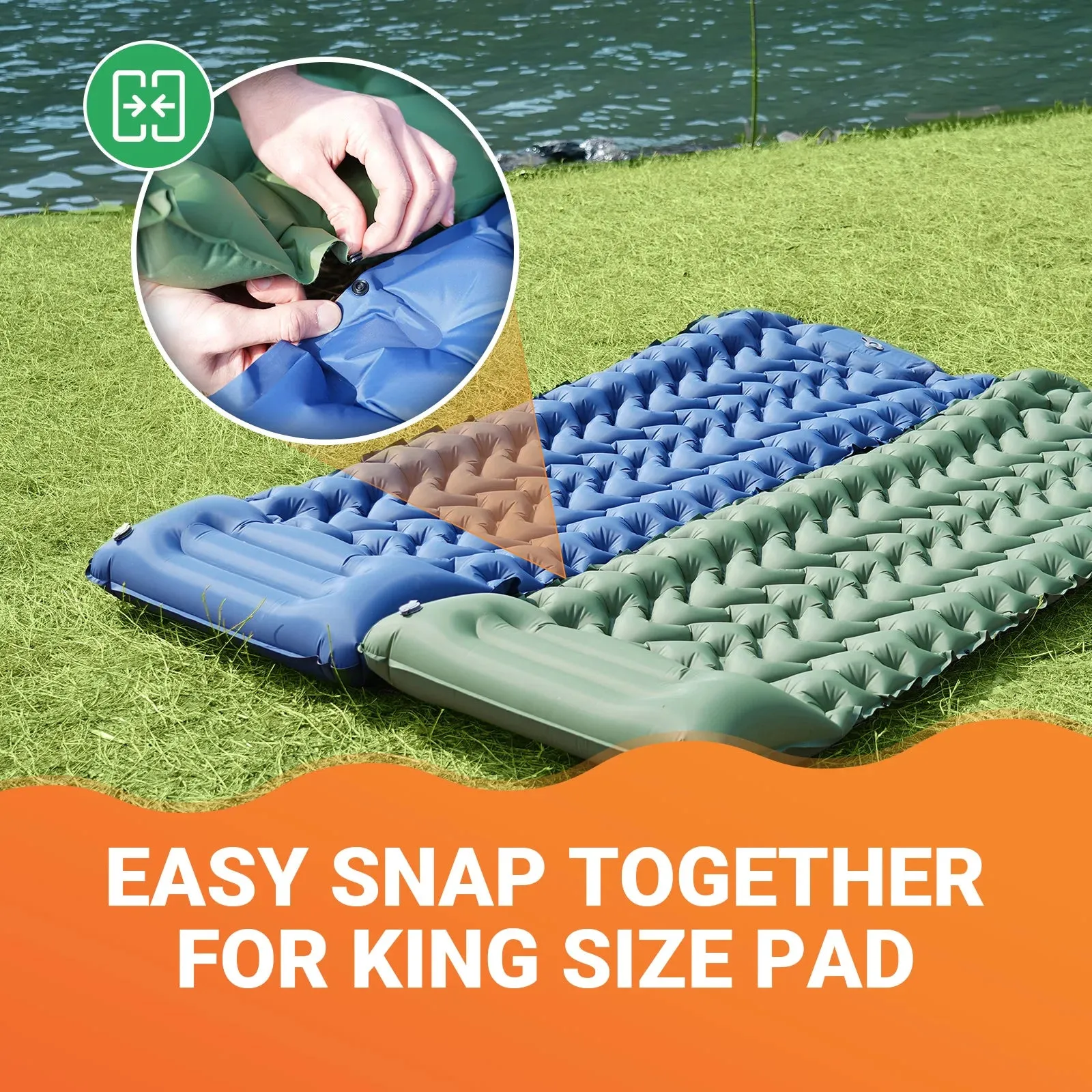 Ultralight Inflatable Sleeping Mat With Pillow Built-in