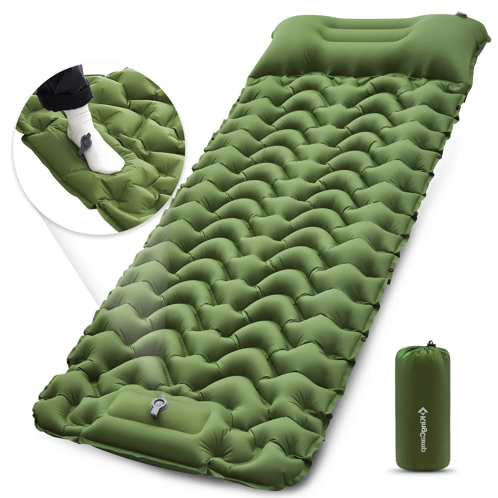 Ultralight Inflatable Sleeping Mat With Pillow Built-in