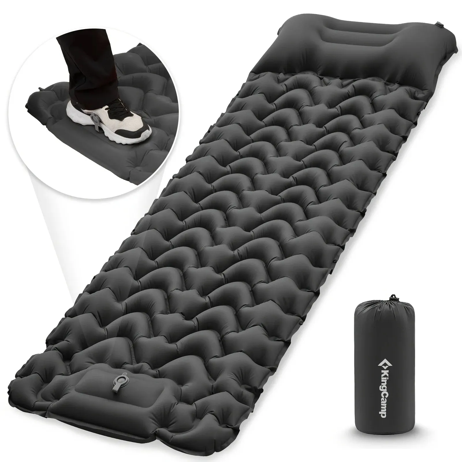 Ultralight Inflatable Sleeping Mat With Pillow Built-in