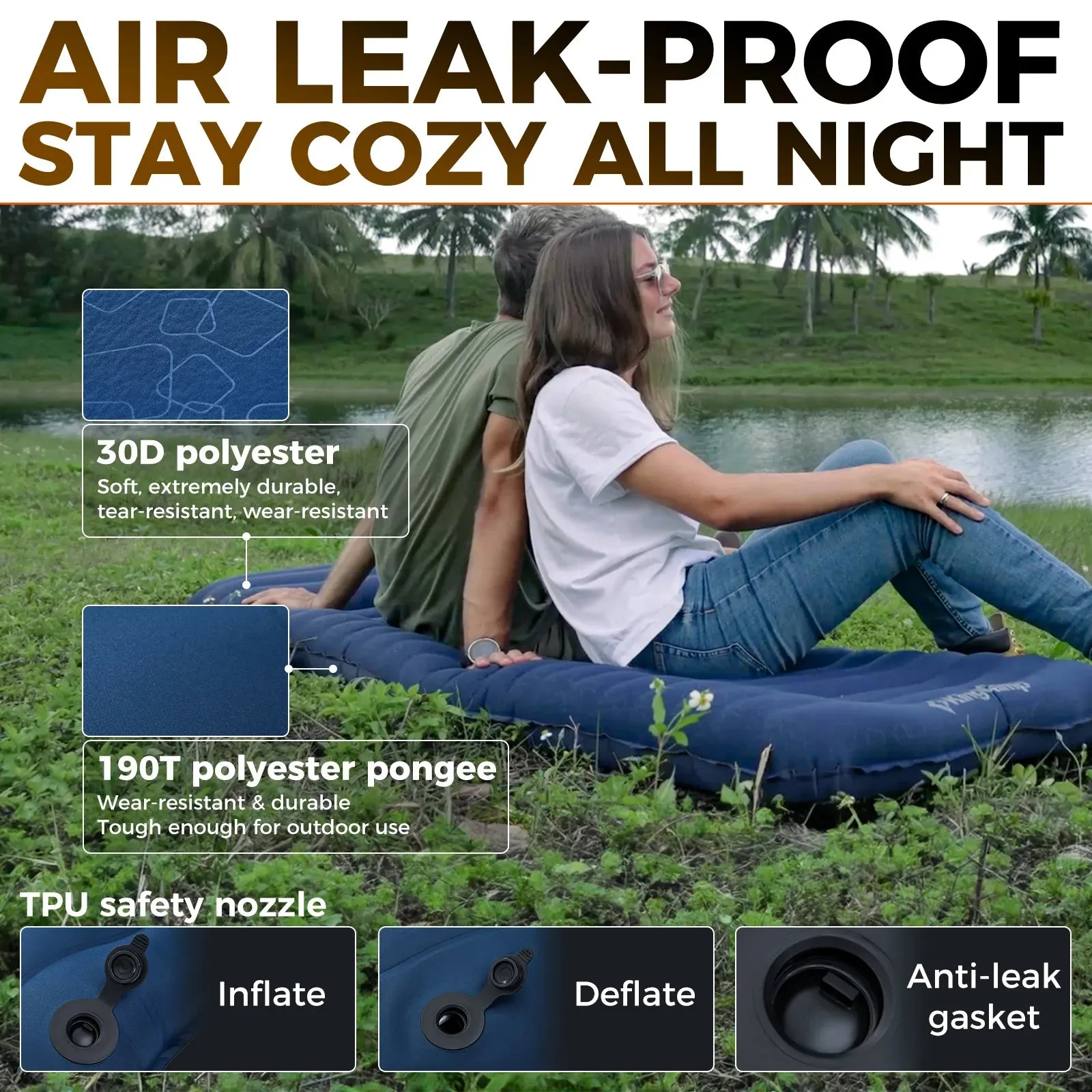Ultralight Inflatable Sleeping Pad with Carry Bag for Camping and Hiking