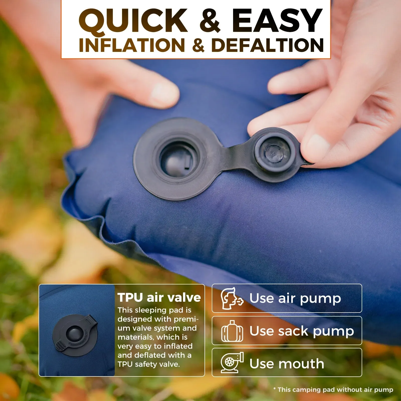 Ultralight Inflatable Sleeping Pad with Carry Bag for Camping and Hiking