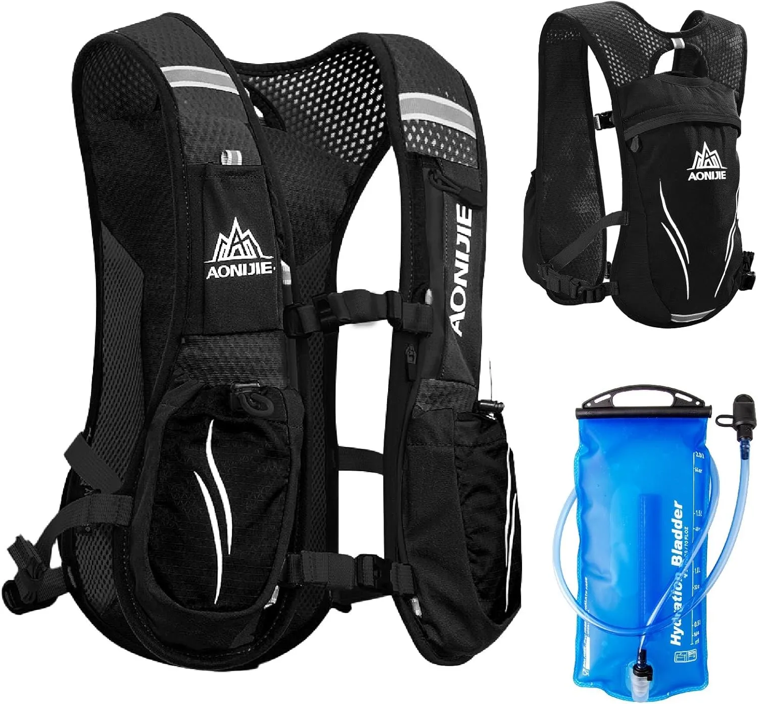 Ultralight Women Men Breathable Backpack with Water Bladder for Hiking Camping Marathon Cycling Race (Black - with TPU Bladder)