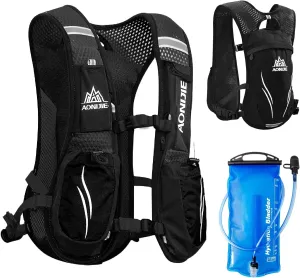 Ultralight Women Men Breathable Backpack with Water Bladder for Hiking Camping Marathon Cycling Race (Black - with TPU Bladder)
