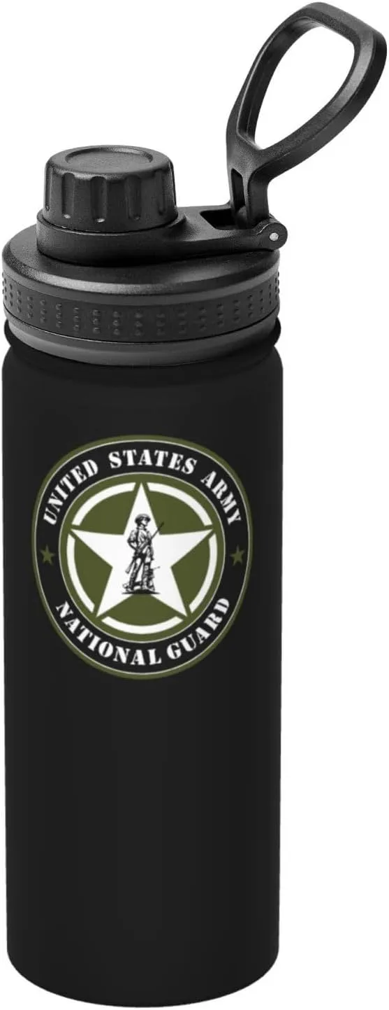 United States Army National Guard Stainless Steel Insulated Water Bottle: 18oz, Leak-Proof, Hot & Cold, Eco-Friendly