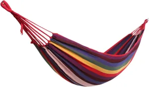 UPKOCH 1Pc Outdoor Hammock Thickened Canvas Hanging Chair for Camping Colorful Rainbow Design Lightweight and Durable for Garden Patio and Outdoor Adventures