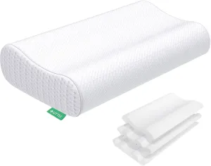 UTTU Cervical Pillow for Neck Strain Relief, Memory Foam Neck Pillow for Sleeping, Adjustable Orthopedic Sandwich Pillow, Contour Cooling for Side Back Stomach Sleeper, Queen(23.6"×14"×4.7"/3.9")
