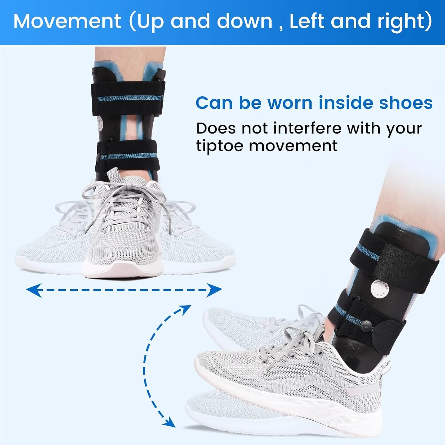 Velpeau Air Gel Foam Ankle Stabilizer Support Brace for Sprained Ankle, Ligament Injury, Tendonitis, Adjustable Rigid Stirrup Ankle Splint for Women and Men (Gel Version, Small, Left Foot)