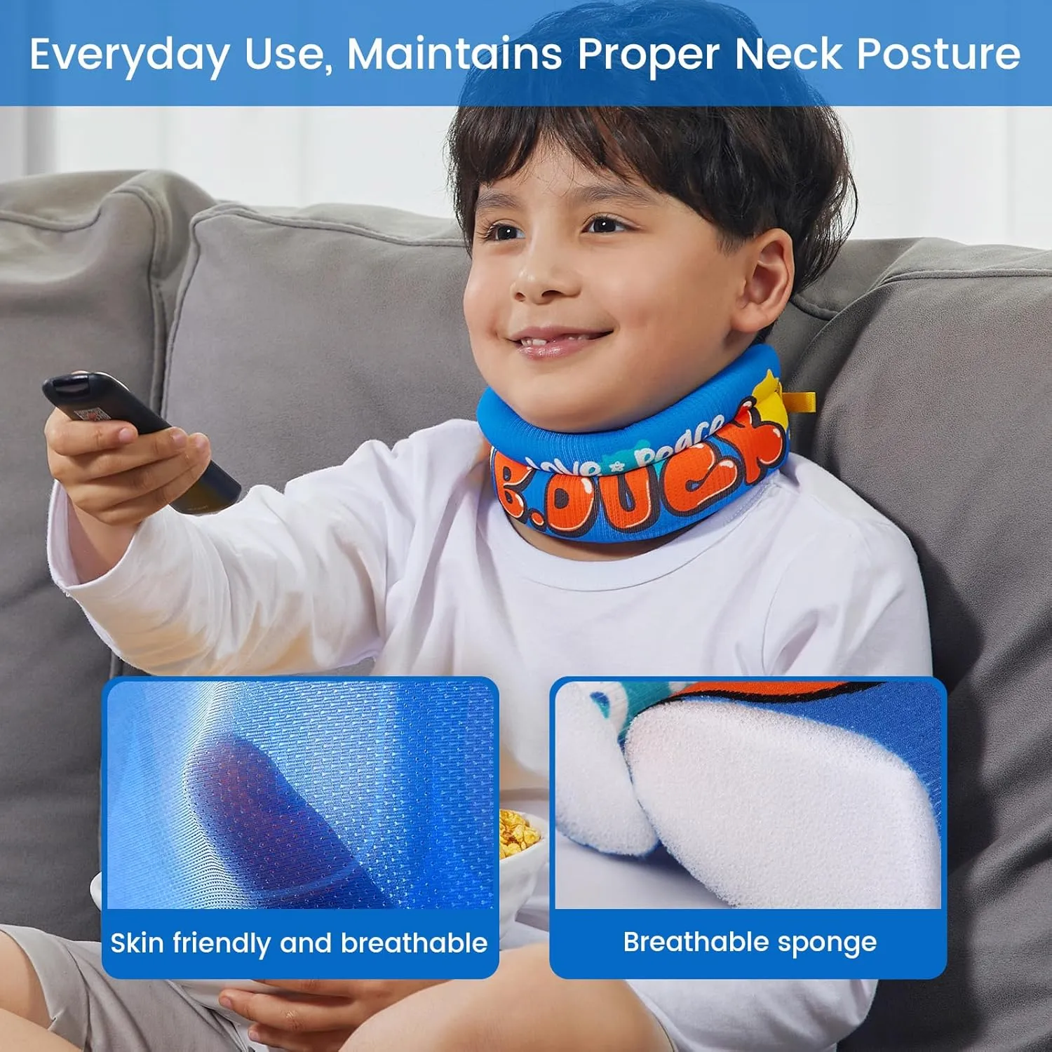 Velpeau Soft Neck Brace for Posture Correction, Prevent Head Forward for Kids Teens Boys Girls - Foam Cervical Collar, Spinal Support to Improve Slouch, Prevent Humpback, Pain Relief (S: 10.5-11.5")