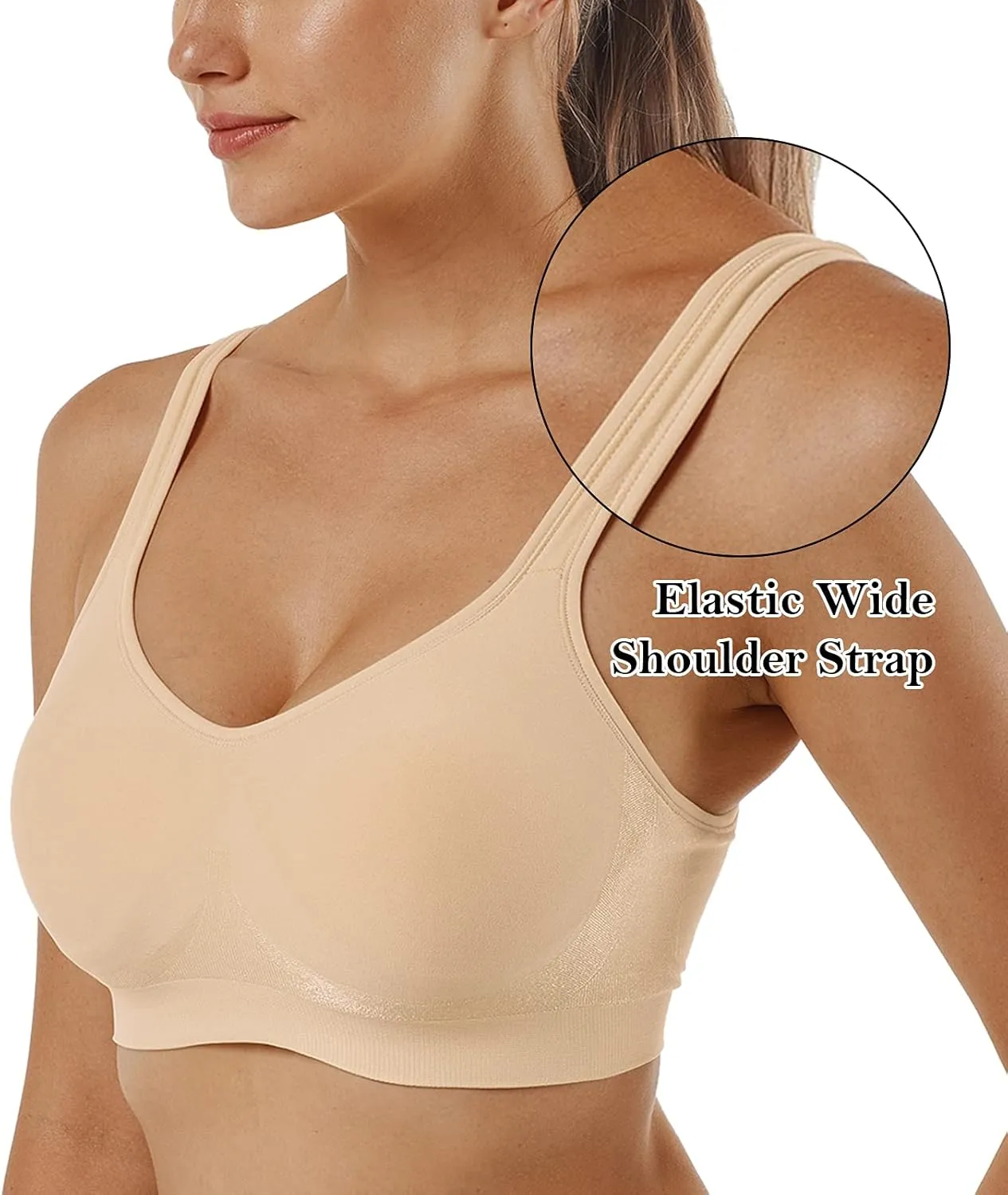 Vertvie Women's Wirefree Bras Seamless Full Coverage Plus Size Sports Bra for Sleeping Yoga Workout Everyday Wear Bralette
