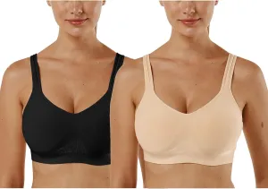 Vertvie Women's Wirefree Bras Seamless Full Coverage Plus Size Sports Bra for Sleeping Yoga Workout Everyday Wear Bralette