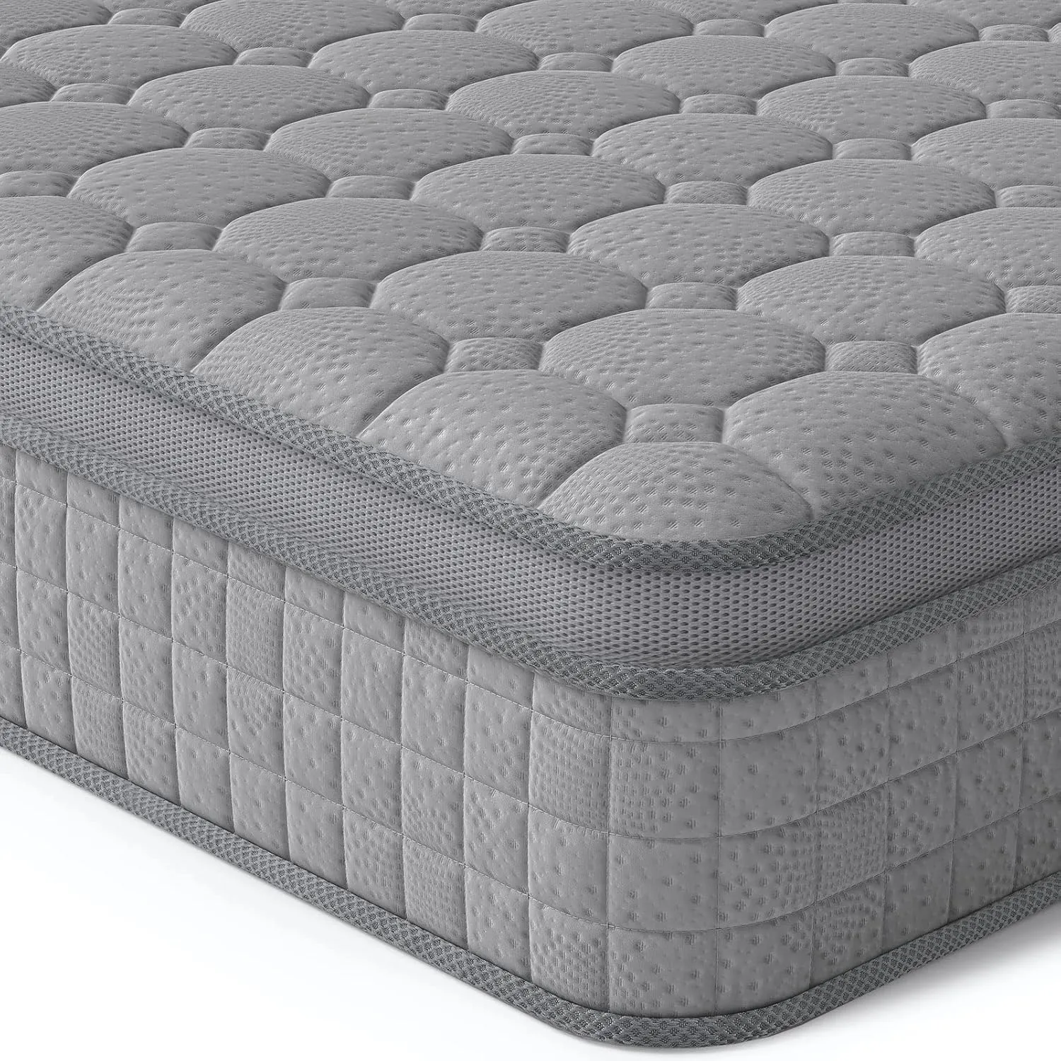 Vesgantti Full Mattress - 10 Inch Multilayer Hybrid with Memory Foam & Pocket Springs, Medium Firm Feel, Grey
