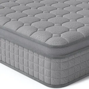 Vesgantti Full Mattress - 10 Inch Multilayer Hybrid with Memory Foam & Pocket Springs, Medium Firm Feel, Grey
