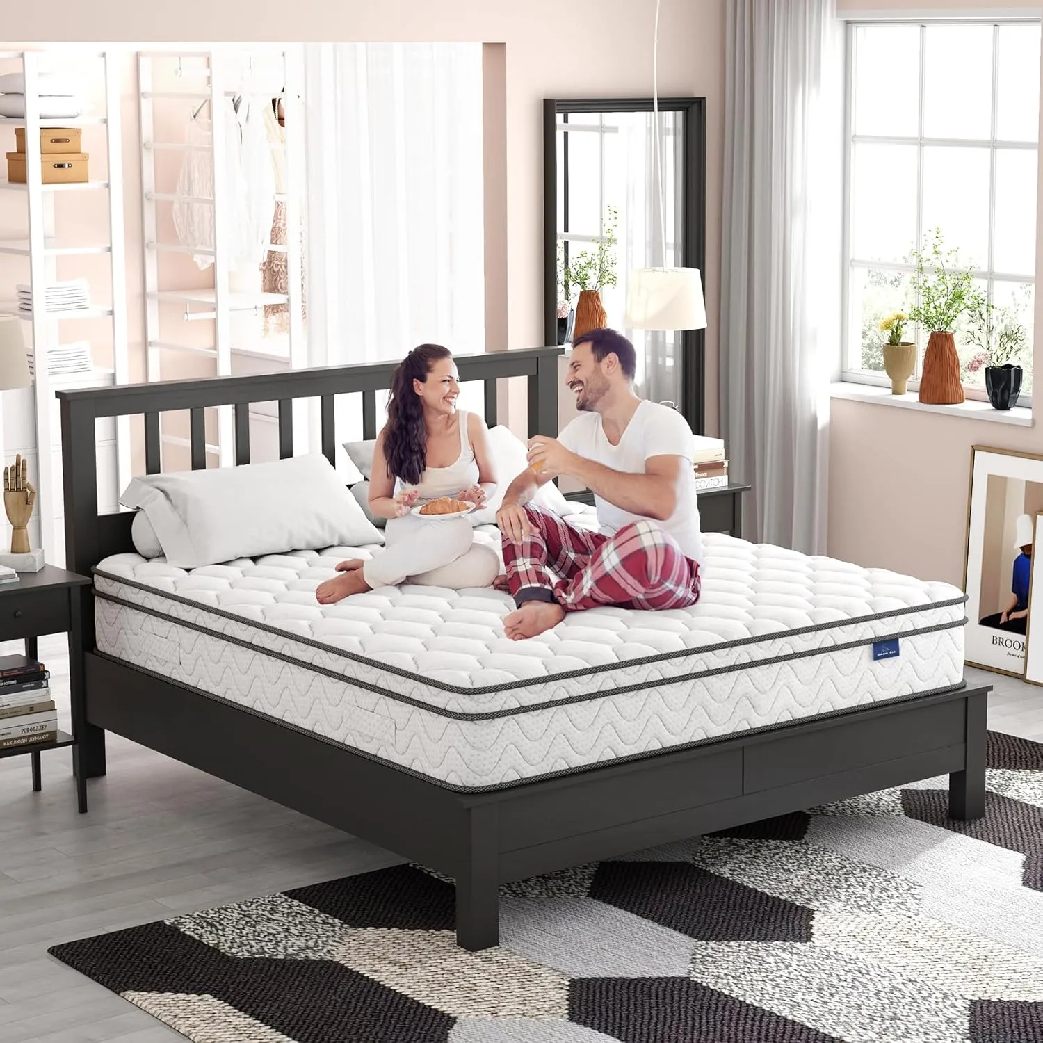 Vesgantti Full Size Mattress, 10 Inch Hybrid Double Bed Mattress in a Box with Memory Foam and Pocket Spring, Ergonomic Design & Pressure Relief, Medium Firm Feel, 54"*75"*10"