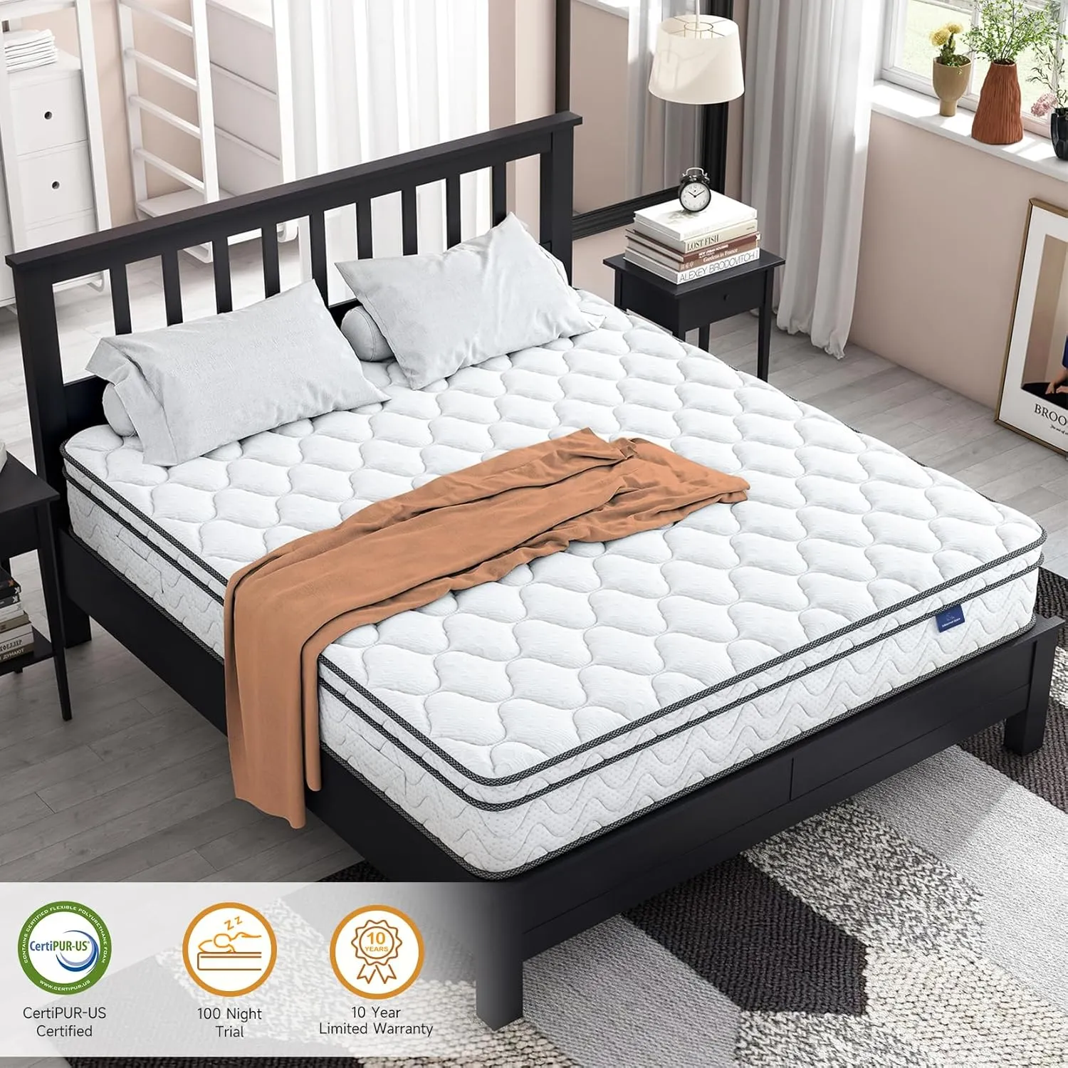 Vesgantti Full Size Mattress, 10 Inch Hybrid Double Bed Mattress in a Box with Memory Foam and Pocket Spring, Ergonomic Design & Pressure Relief, Medium Firm Feel, 54"*75"*10"