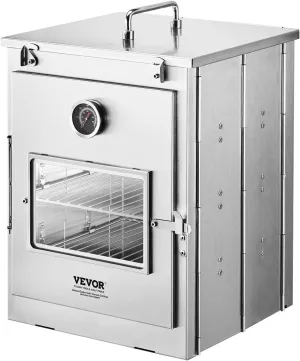 VEVOR Foldable Camping Oven, Stainless Steel Portable Camping Stove, with 3 Tier Grill, Handle and Thermometer, Use with Wood Burning Fire, Propane Stoves, for Baking Bread, Pizza, Outdoor Cooking