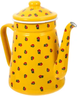 Vintage Enamel Teakettle with Handle Elegant Water Kettle for Tea Party for Home Office and Camping Use High Thermal Conductivity for Quick Boiling