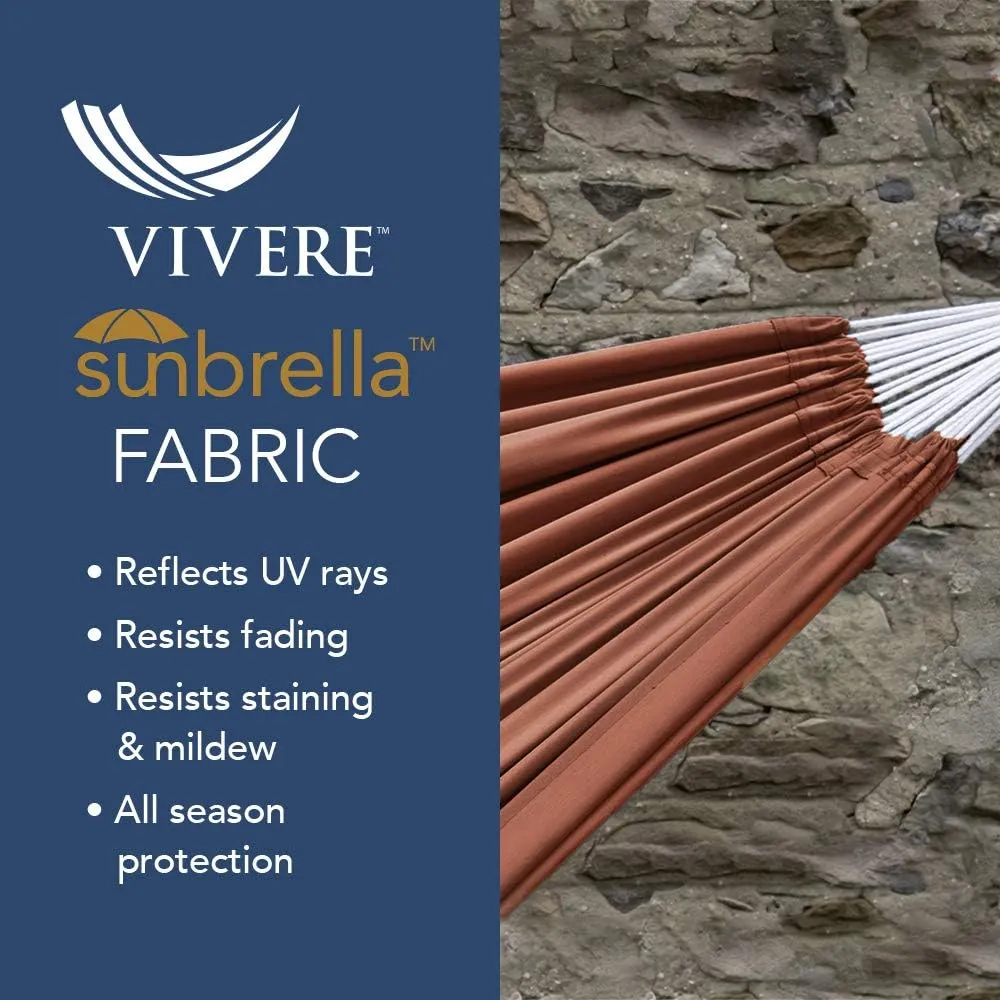 Vivere Double Hammock with Space Saving Steel Stand, 450 lb Capacity - Premium Carry Bag Included (Coral)