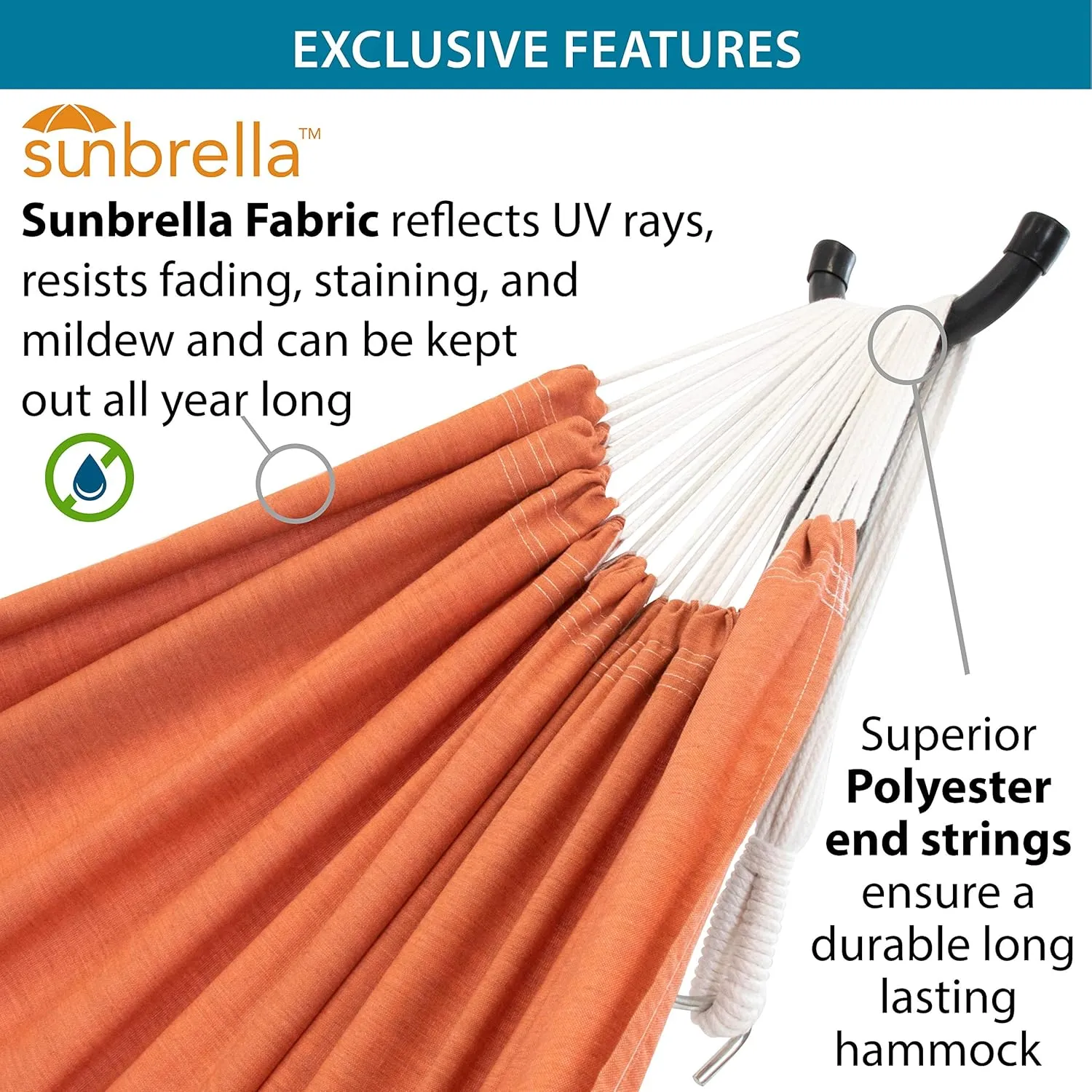 Vivere Double Hammock with Space Saving Steel Stand, 450 lb Capacity - Premium Carry Bag Included (Coral)