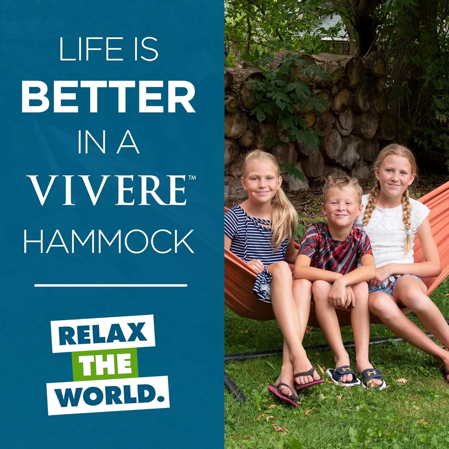 Vivere Double Hammock with Space Saving Steel Stand, 450 lb Capacity - Premium Carry Bag Included (Coral)