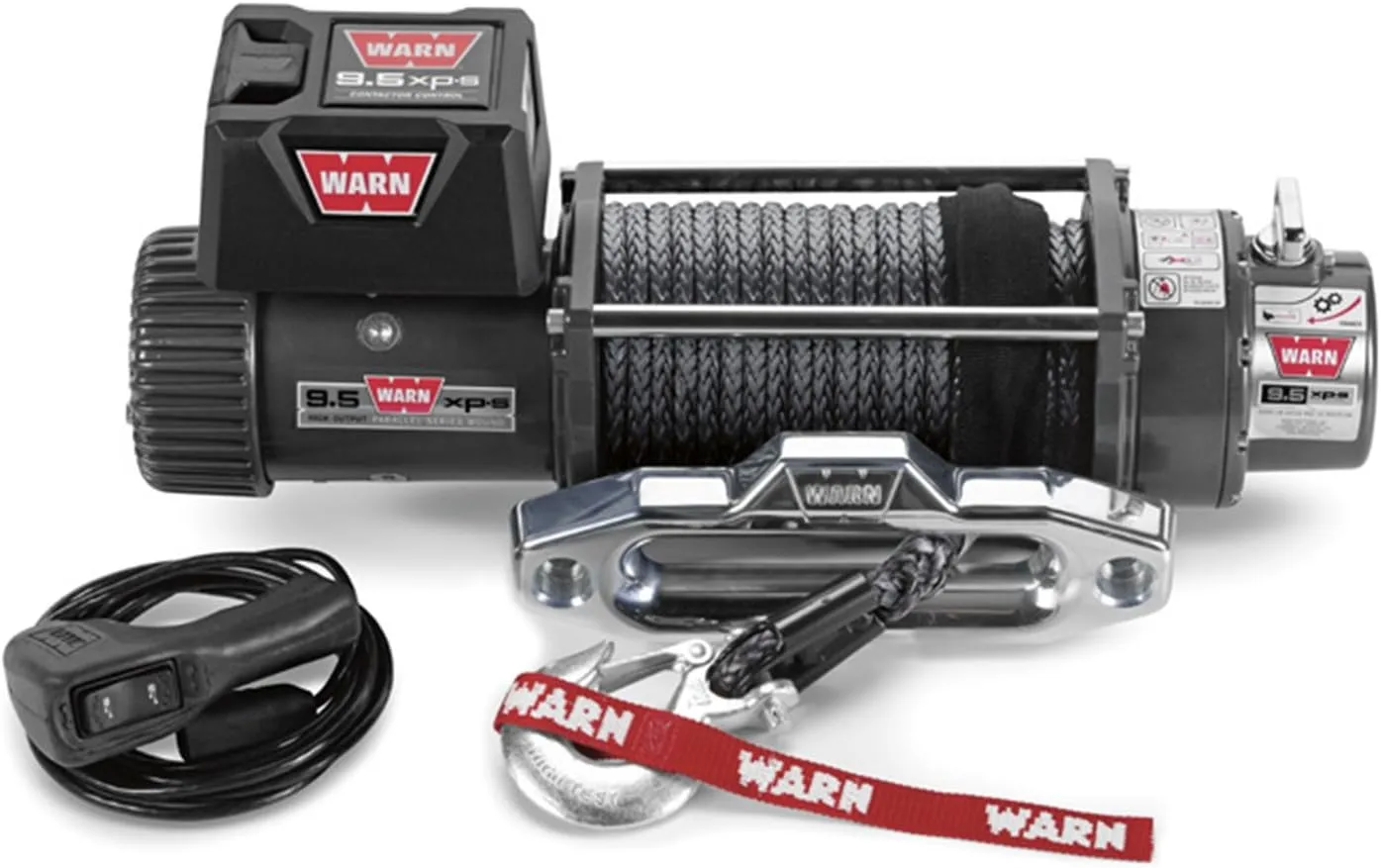 WARN 87310 Electric 12V 9.5xp-s Series Winch with Synthetic Rope: 3/8" Diameter x 100' Length, 4.75 Ton (9,500 lb) Pulling Capacity
