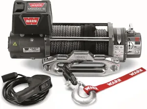WARN 87800 M8000-S Series Electric 12V Winch with Synthetic Rope: 3/8" Diameter x 100' Length, 4 Ton (8,000 lb) Pulling Capacity