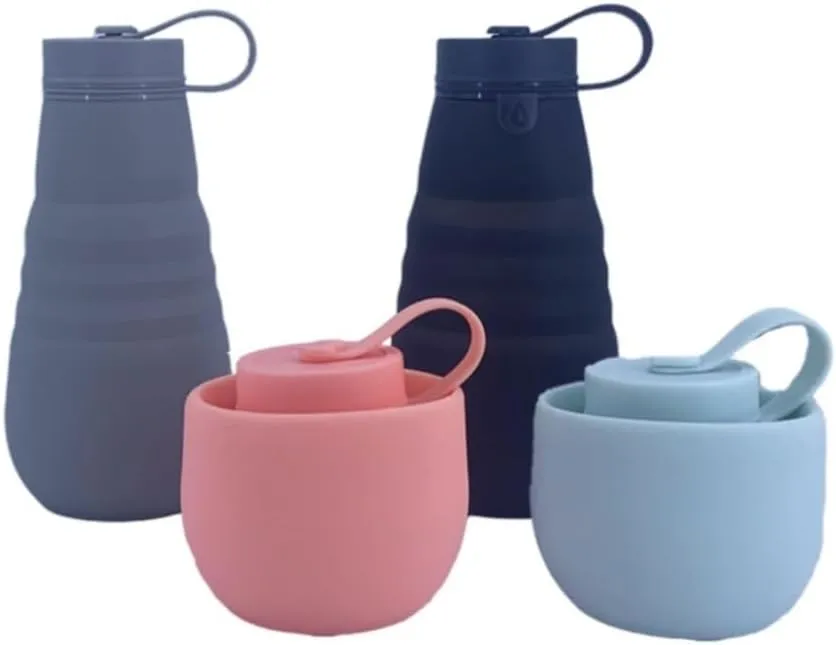 Water Bottle Silicone Folding Kettle High Temperature Resistant Outdoor Mountaineering Sports Kettle Travel Portable Cup(Green)
