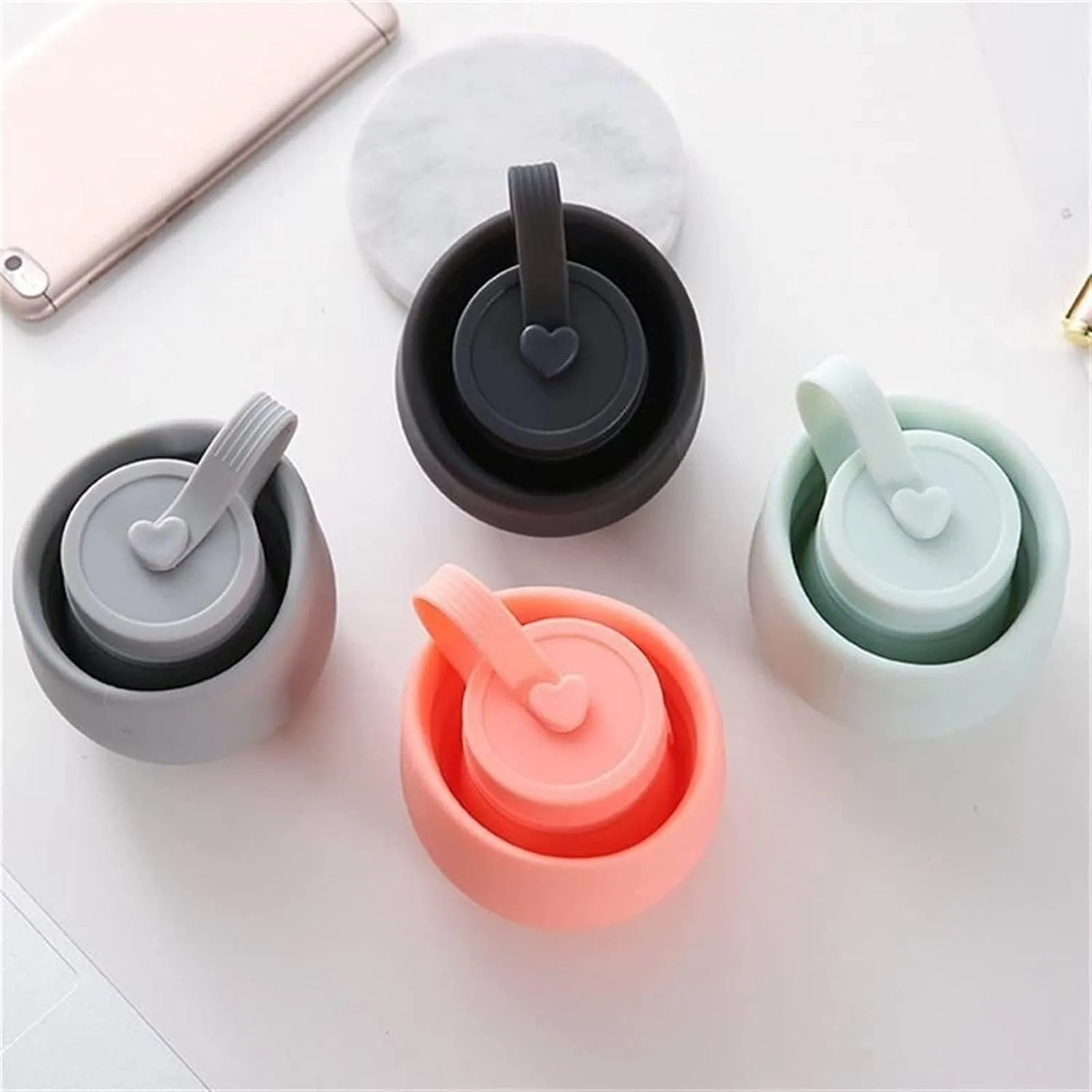 Water Bottle Silicone Folding Kettle High Temperature Resistant Outdoor Mountaineering Sports Kettle Travel Portable Cup(Green)