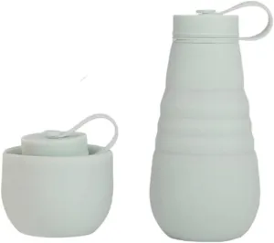 Water Bottle Silicone Folding Kettle High Temperature Resistant Outdoor Mountaineering Sports Kettle Travel Portable Cup(Green)