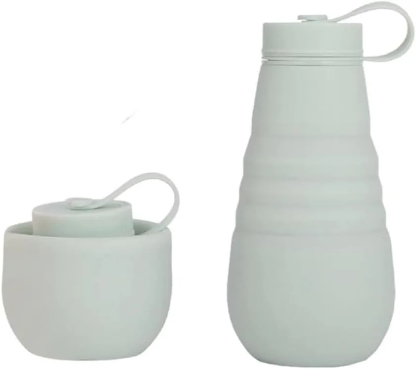Water Bottle Silicone Folding Kettle High Temperature Resistant Outdoor Mountaineering Sports Kettle Travel Portable Cup(Green)