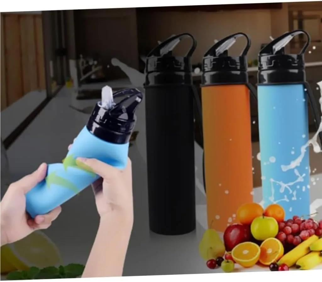 Water Bottle Silicone Folding Kettle Portable Fitness Kettle Cycling Outdoor Sports Water Bottle Mountaineering Hiking Kettle
