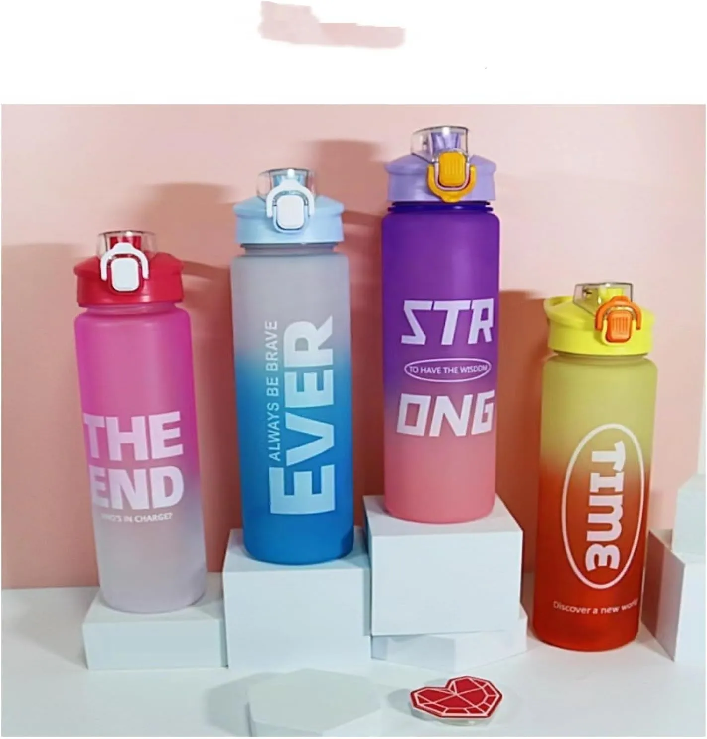Water Cup, Large Capacity Sports Outdoor Fitness Gradient Kettle, Straw Space Cup, Plastic Kettle