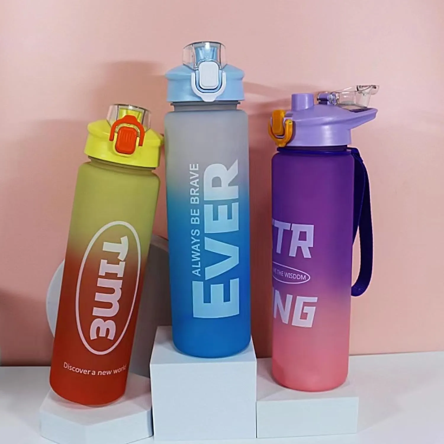 Water Cup, Large Capacity Sports Outdoor Fitness Gradient Kettle, Straw Space Cup, Plastic Kettle