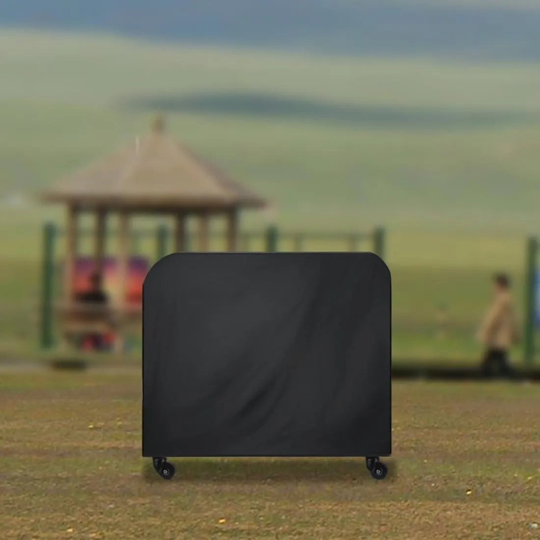 Waterproof 210D Oxford Cloth Bbq Grill Cover - Anti-Uv Dust-Proof Foldable - Fits Gas Charcoal Electric - 190X71X117Cm - Black