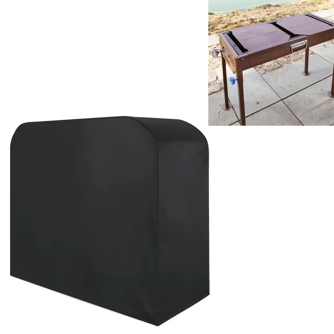 Waterproof 210D Oxford Cloth Bbq Grill Cover - Anti-Uv Dust-Proof Foldable - Fits Gas Charcoal Electric - 190X71X117Cm - Black