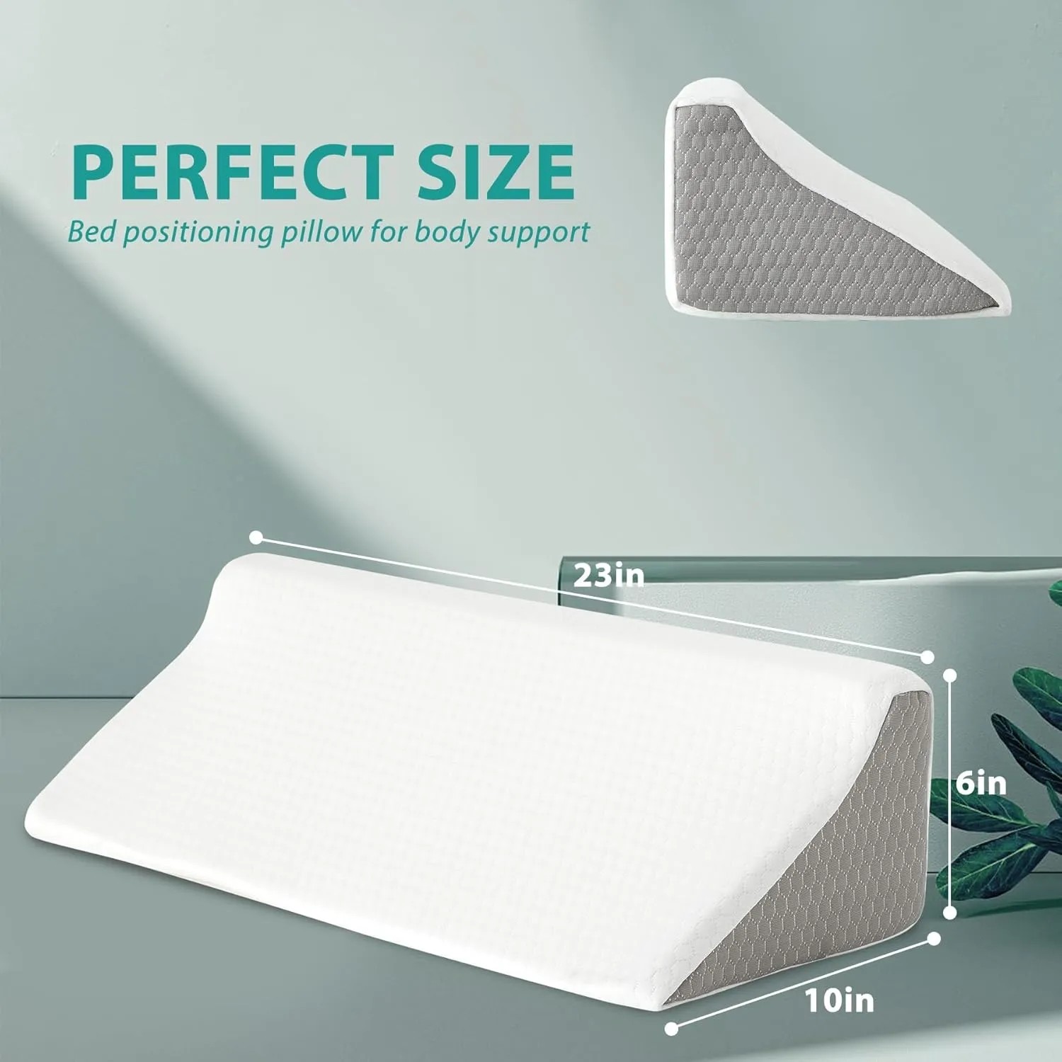Wedge Pillow for Side Sleeping, Comfort Foam Back Pillow for Side Sleeper, Bed Wedges & Body Positioners for After Surgery, Pregnancy Support, Back Pain, Preventing Bedsores, White/Grey