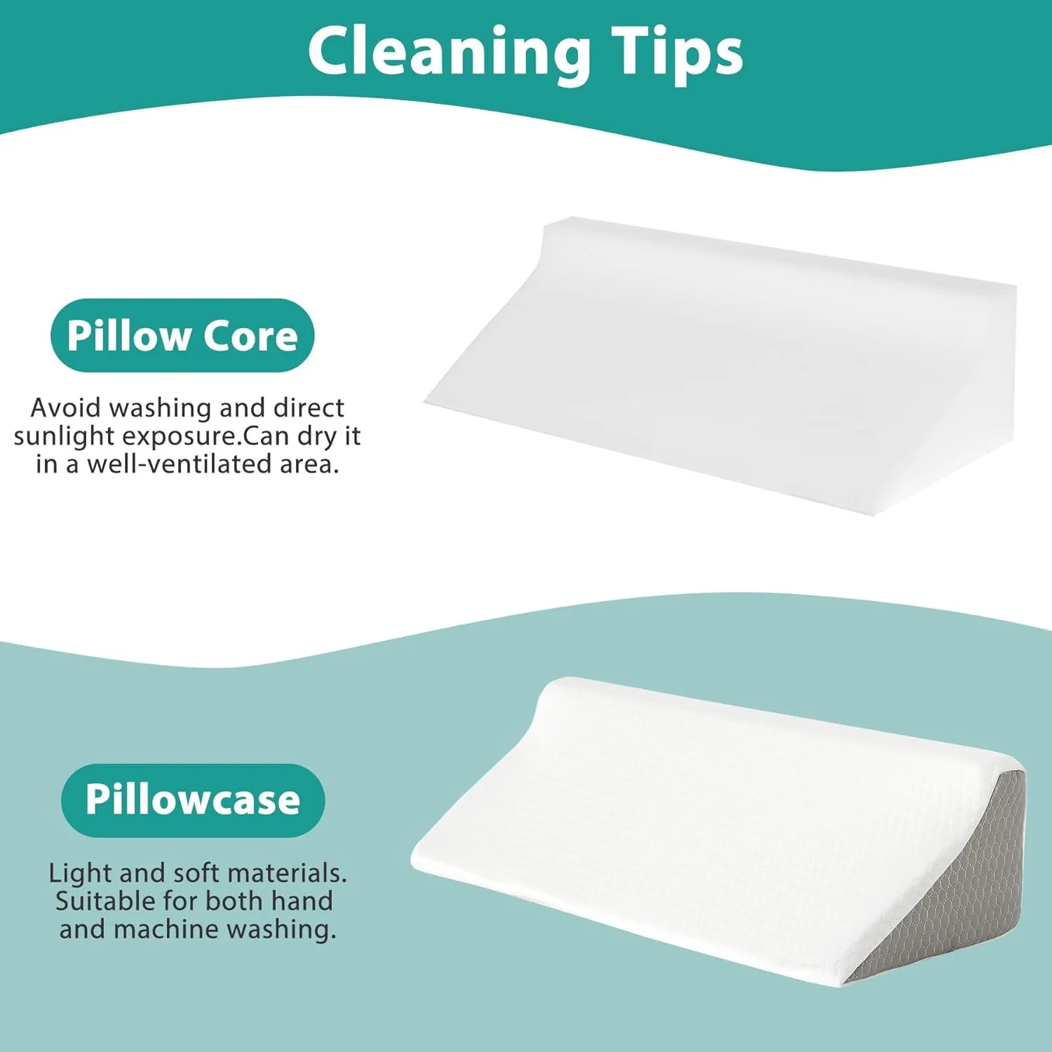 Wedge Pillow for Side Sleeping, Comfort Foam Back Pillow for Side Sleeper, Bed Wedges & Body Positioners for After Surgery, Pregnancy Support, Back Pain, Preventing Bedsores, White/Grey