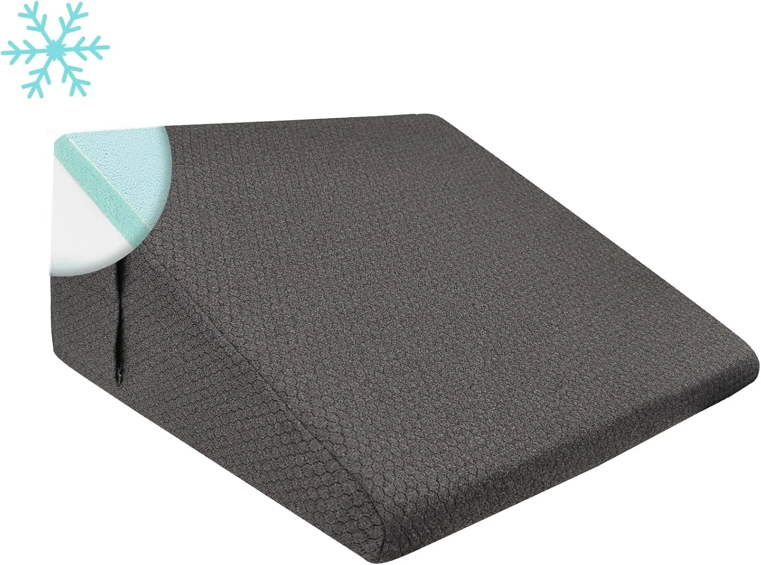 Wedge Pillow for Sleeping, 10 inch Elevated Support Bed Wedge Pillow, Breathable Triangle Pillow Wedge with Cooling Memory Foam Top - Removable Washable Cover, Black