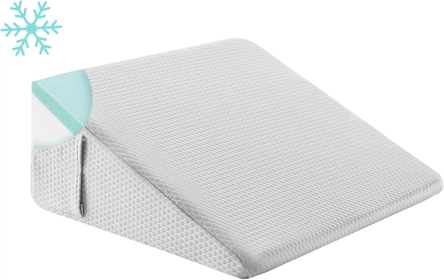 Wedge Pillow for Sleeping, 10 inch Elevated Support Bed Wedge Pillow, Breathable Triangle Pillow Wedge with Cooling Memory Foam Top - Removable Washable Cover, Light Grey