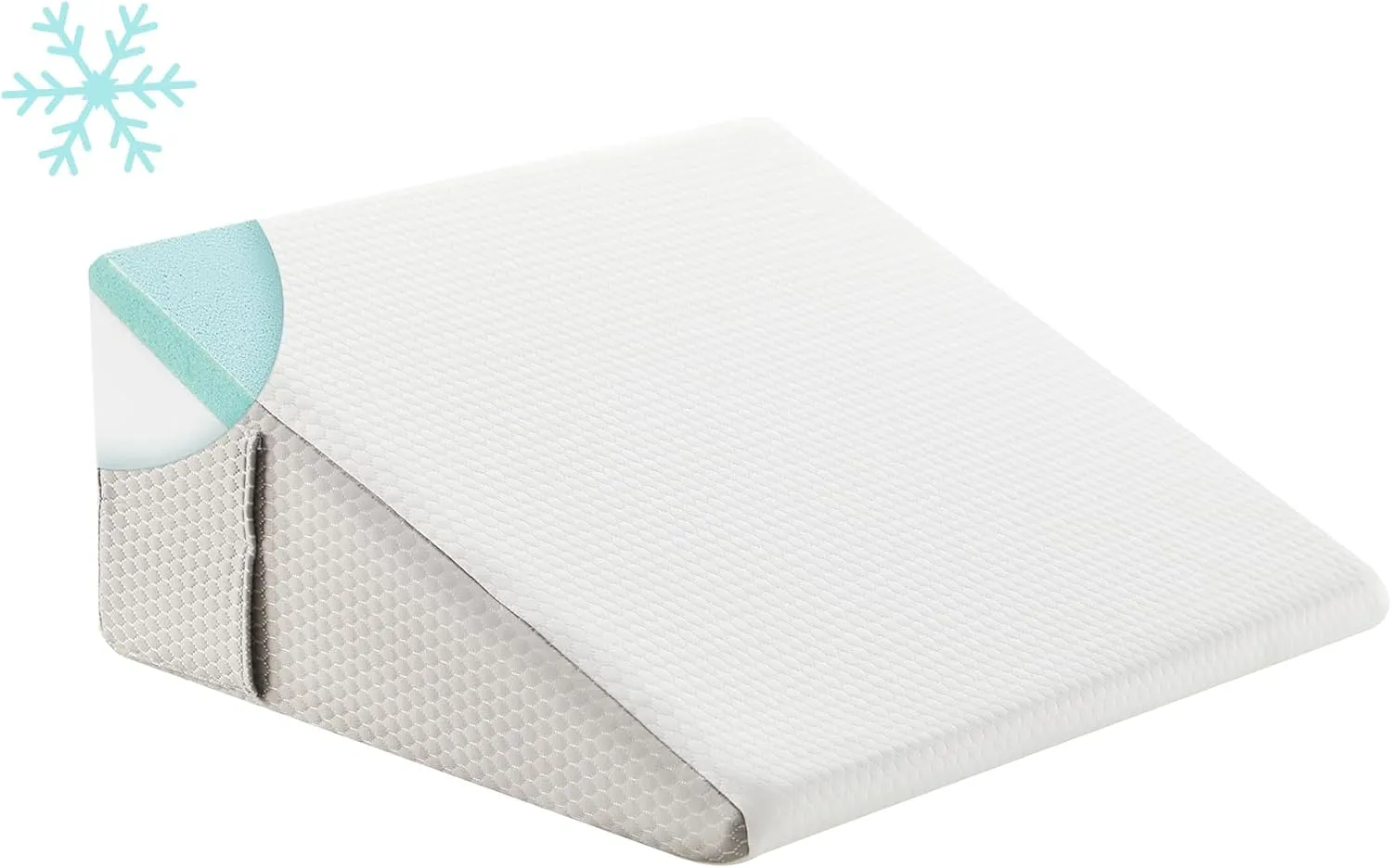 Wedge Pillow for Sleeping, 12 inch Bed Wedge Pillow, Elevated Body Pillow for Back Support, Acid Reflux, Leg, Neck Pain, Snoring, Triangle Pillow Wedge - Cooling Memory Foam Top, White/Grey