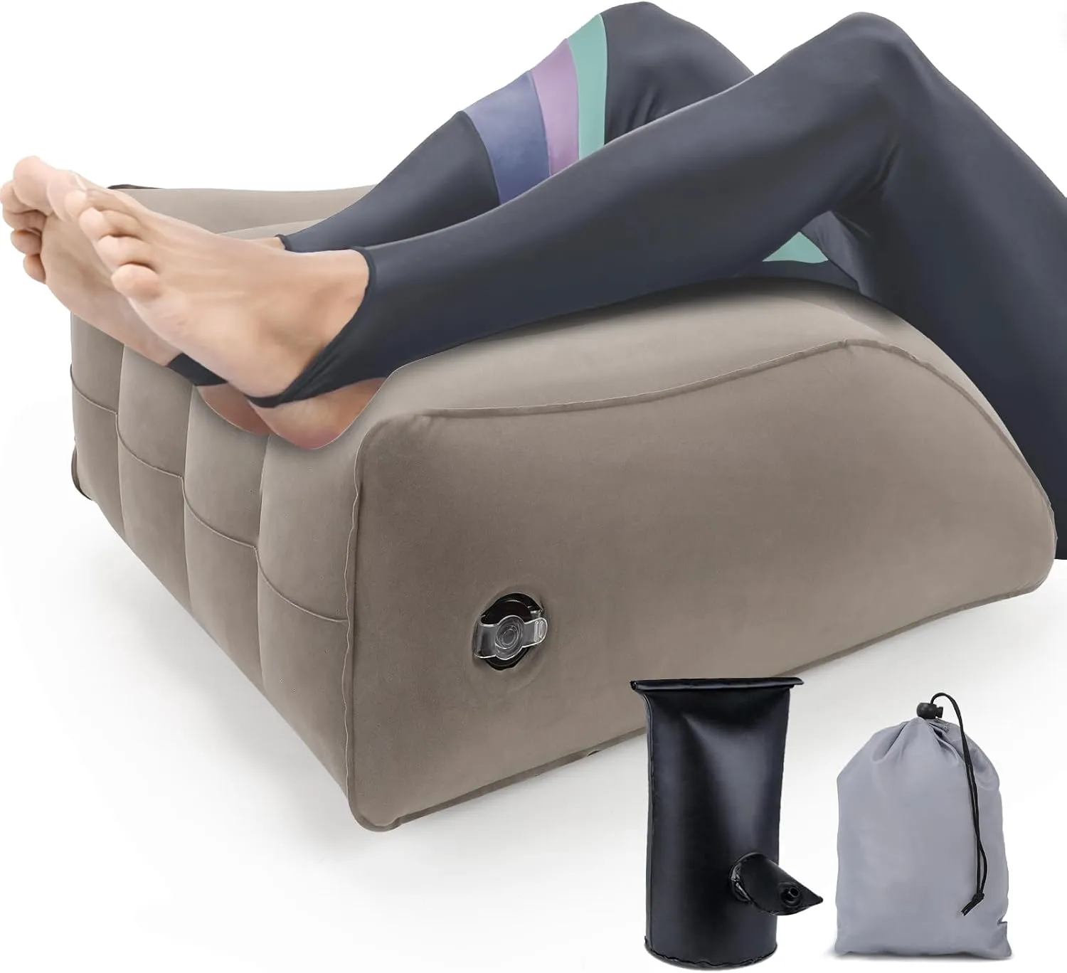 Wedge Pillow for Sleeping - Inflatable Leg Elevation Pillow for Swelling, Circulation, Leg & Back Pain Relief, Leg Elevating Pillow, Leg Pillow for Post-Surgery, Hip, Foot, Ankle Recovery
