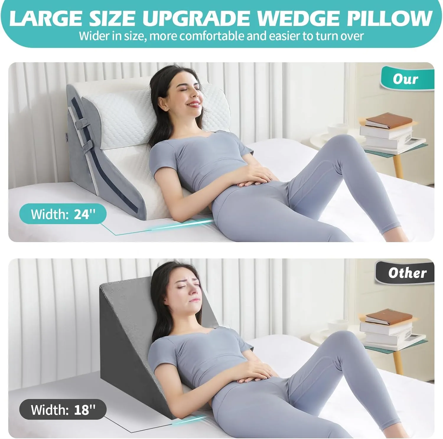 Wedge Pillow for Sleeping, Orthopedic Bed Wedge Pillow Set, 15-in-1 3PCS Adjustable Memory Foam Wedge Pillow Post Surgery, 9 &16 & 20 inches Height 3-in-1 Incline Wedges Pillows