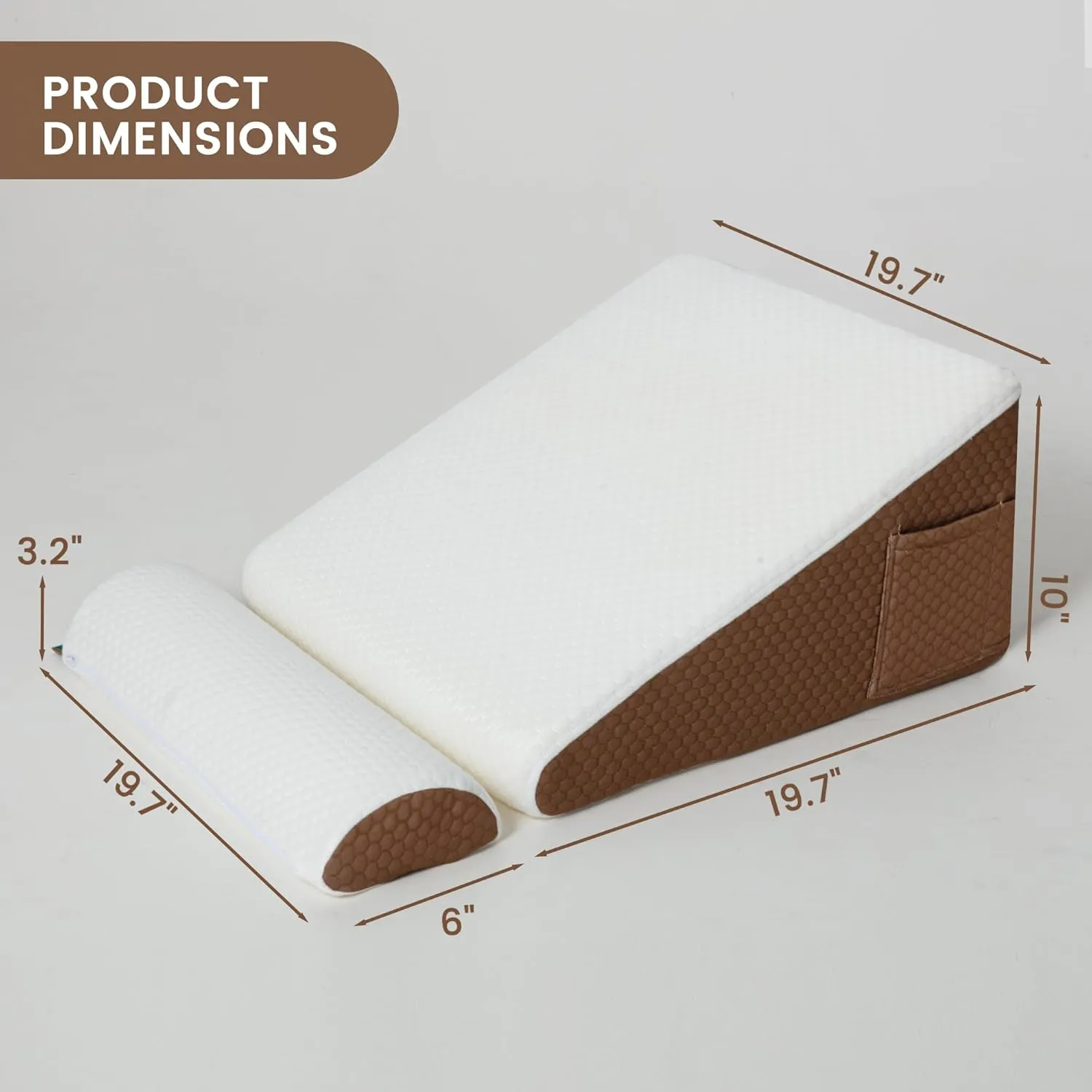 Wedge Pillow with Extra Bolster, Bed Wedge Pillow for Sleep Apnea, Acid Reflux Relief, Back Pain, After Surgery, 30 Degree Wedge Pillow for Sleeping Foam Wedge Cushion for Headboard