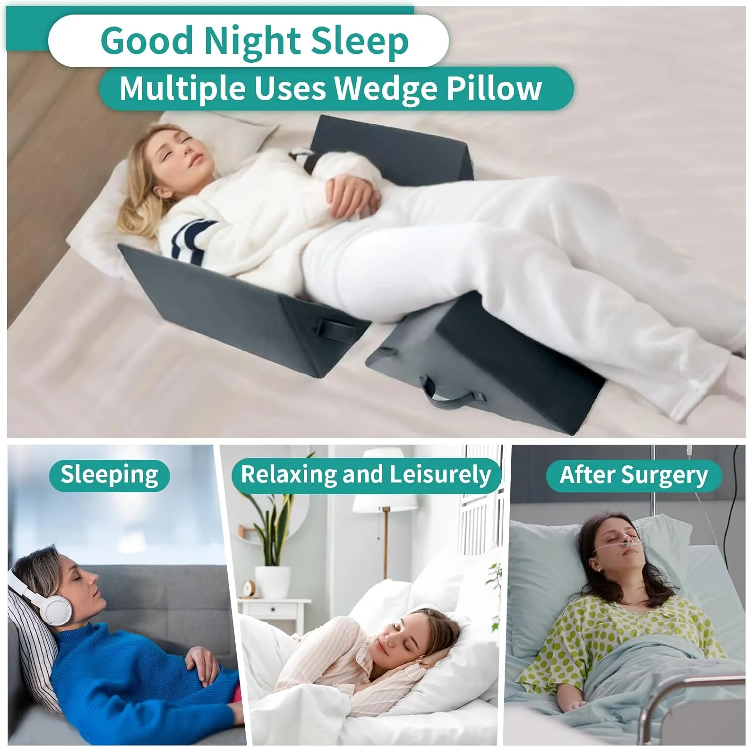 Wedges for Bed Positioning, Side Wedge Pillows for Seniors 3PCS, Multifunction Positioning Wedge Pillow for Sleeping and Back Pain Relief, Wedge Pillow for Bed Sores, Knee Elevated