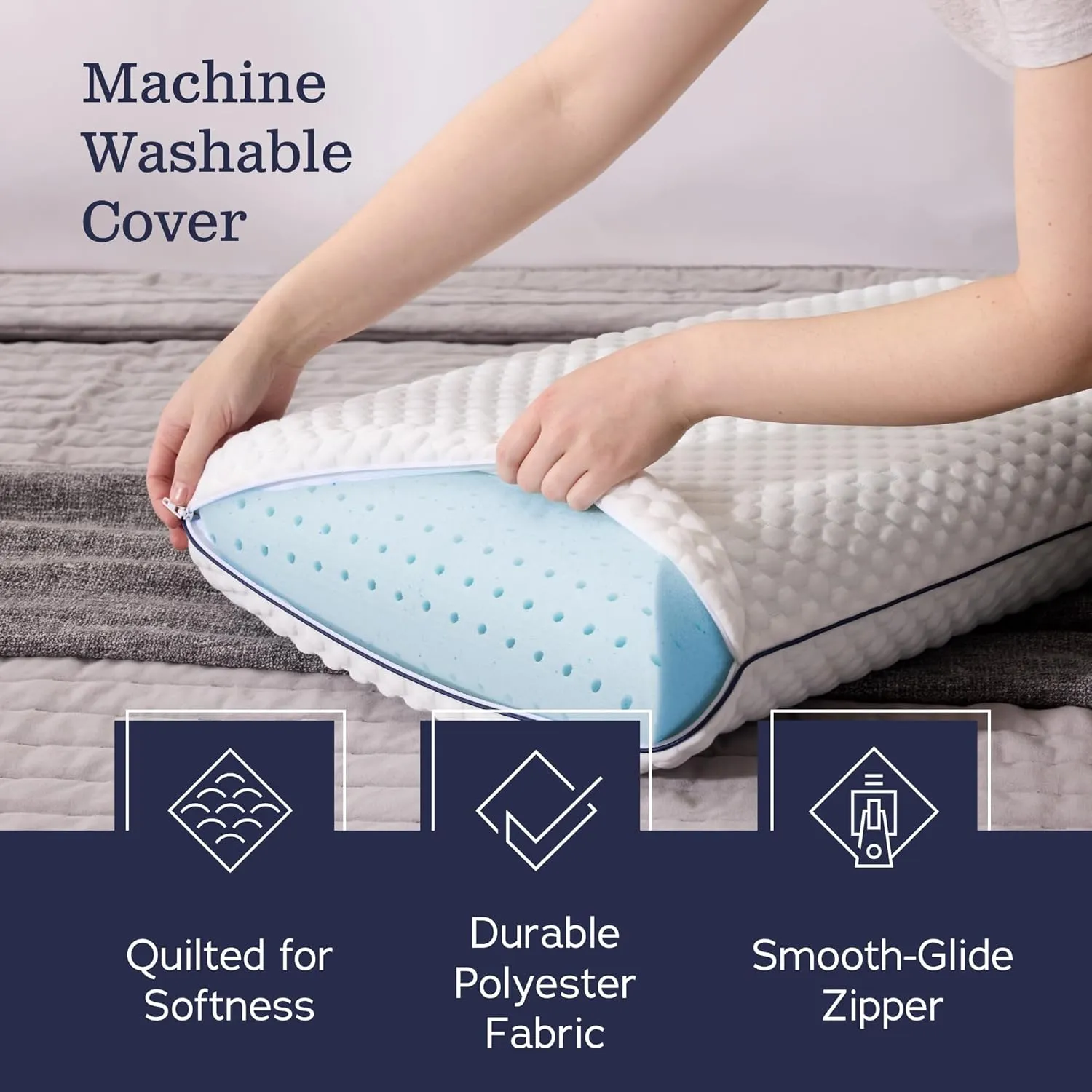 WEEKENDER Gel Memory Foam Pillow - Standard Size - 2-Pack - Medium Plush Feel - Neck & Shoulder Support - For Back, Side, & Stomach Sleepers - Home, Hotel, & Hospital Essentials