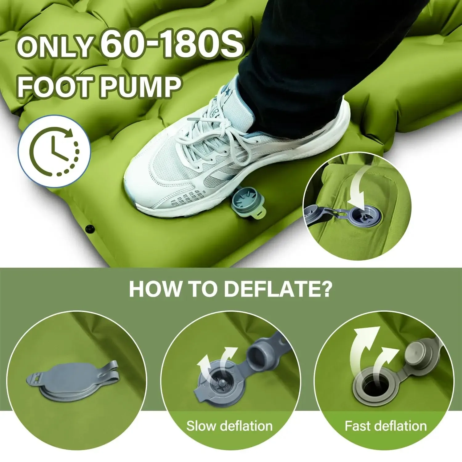 WESTTUNE 4" Thick Double Sleeping Pad with Built-in Foot Pump & Pillows for Backpacking & Hiking