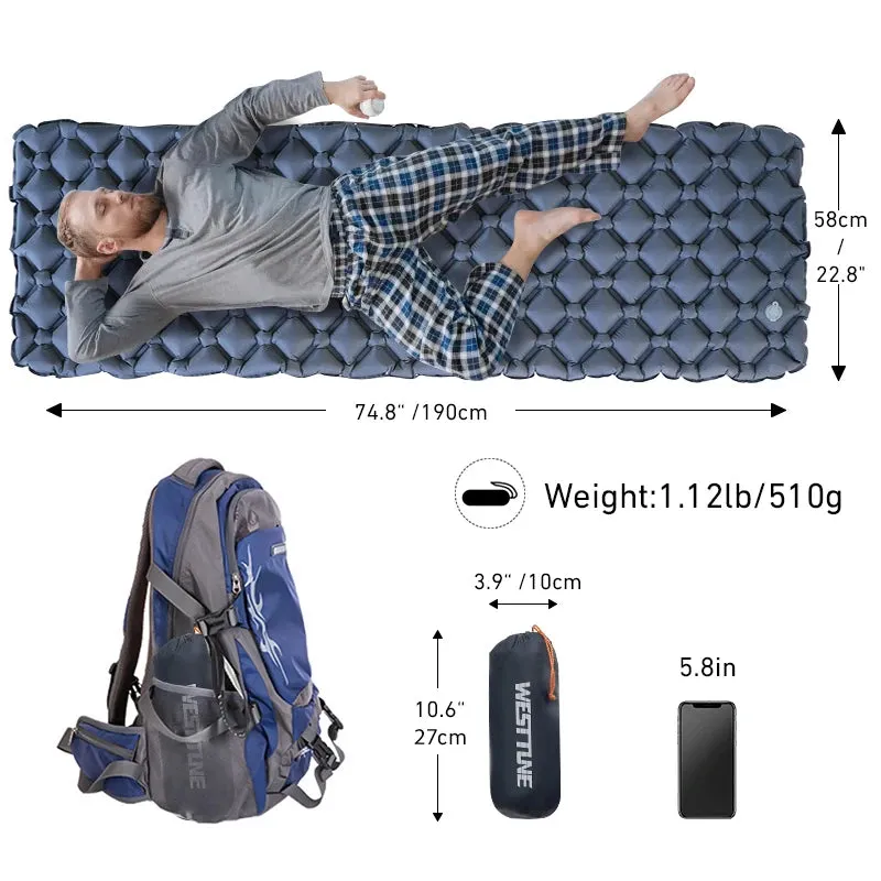 WESTTUNE Ultralight Inflatable Camping Mattress – Portable Air Cushion for Hiking & Travel