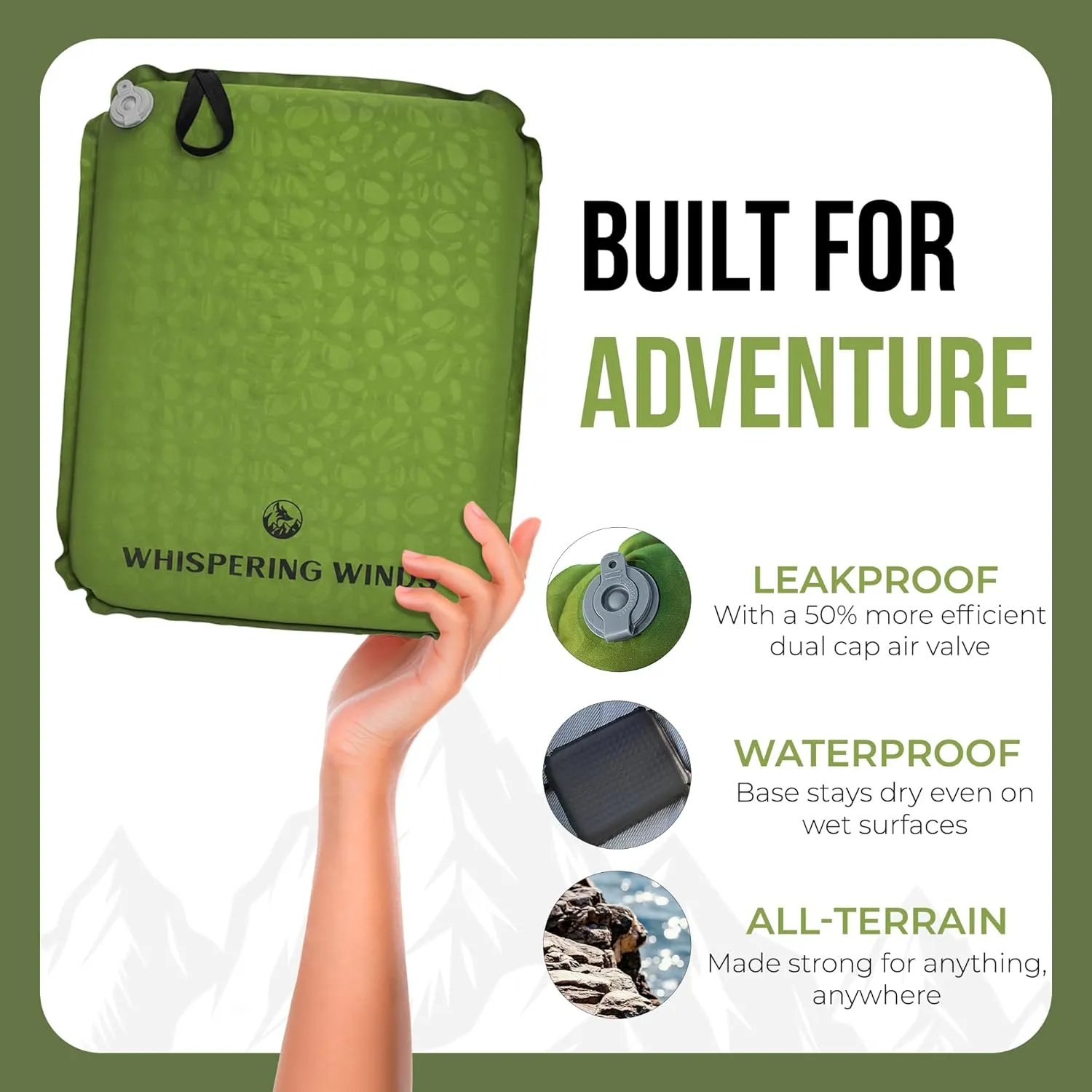 Whispering Winds Inflatable Seat Cushion - Comfortable Blow-up Foam Pad for Airplane, Travel, Stadium, Camping & Car