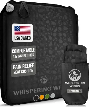 Whispering Winds Inflatable Seat Cushion – Comfortable Blow-up Foam Pad for Airplane, Travel, Stadium, Camping & Car